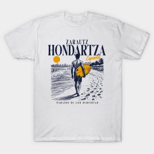 Vintage Surfing Zarautz Hondartza, Spain // Retro Surfer Sketch // Surfer's Paradise T-Shirt